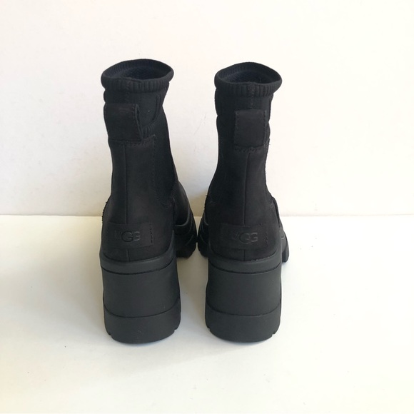 UGG BROOKLYN CHELSEA BLACK WATERPROOF PLATFORM BOOTS US 9.5 - Picture 4 of 5